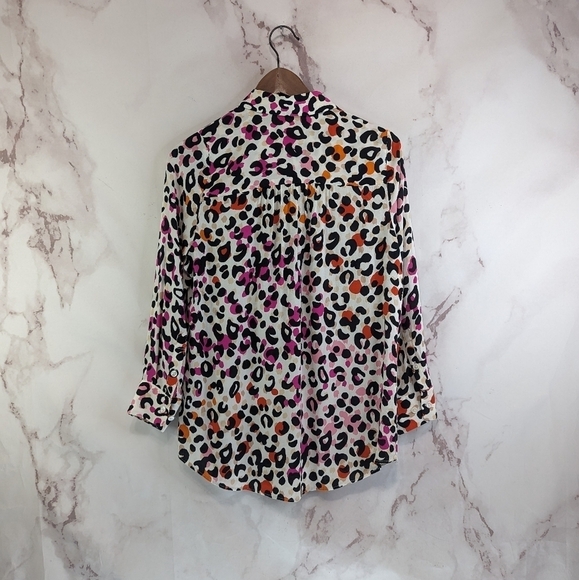 Chicos Shirt Womens Small 4 6 0 Button Up Vibrant Animal Leopard Cheetah Pink - Picture 5 of 12